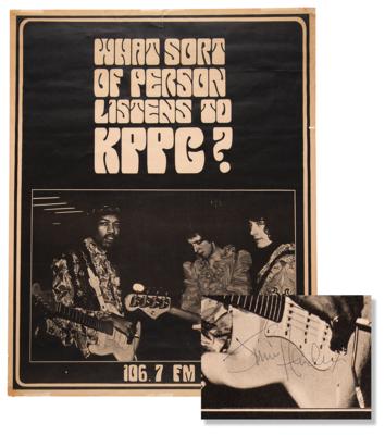 Lot #9056 Jimi Hendrix Rare 1968 Signed Pasadena Radio (KPPC) Poster - Image 1