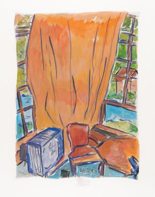 Lot #9050 Bob Dylan Original Painting 'View from Two Windows' -created in 2007 for his acclaimed ?Drawn Blank Series'