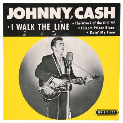 Lot #9128 Johnny Cash Signed 'I Walk the Line' 45 RPM Record (Sun Records) - Image 3