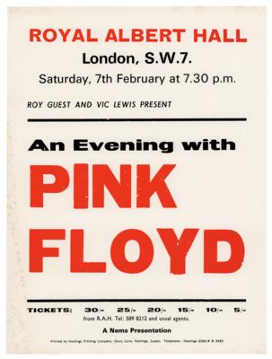 Lot #9095 Pink Floyd 1970 Royal Albert Hall Concert Handbill