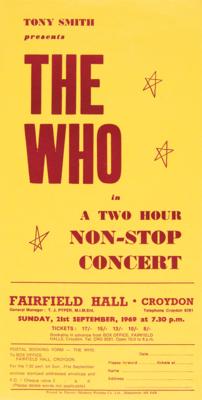 Lot #9082 The Who 1969 Fairfield Halls Croydon Handbill - Image 1