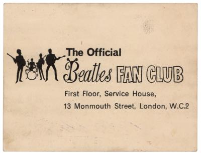 Lot #9038 Beatles 1963 Fan Club Card with Facsimile Signatures - Image 2