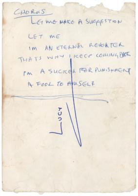Lot #9018 Paul McCartney Handwritten Lyrics to an Unknown Song