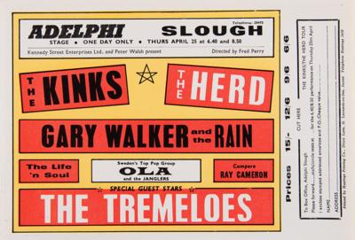 Lot #9141 The Kinks 1968 Adelphi Theatre (Slough) Handbill