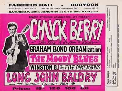 Lot #9125 Chuck Berry and the Moody Blues 1965 Fairfield Halls (Croydon) Handbill - Image 1