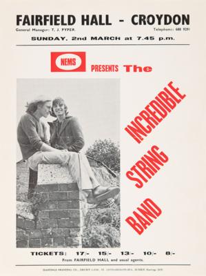 Lot #9140 Incredible String Band 1969 Fairfield Hall (Croydon) Handbill - Image 1