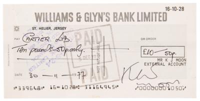 Lot #9080 Keith Moon Signed Check (1977) - a rare signed format from The Who drummer