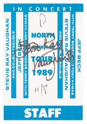 Lot #9206 Stevie Ray Vaughan Signed Backstage Pass - Worcester Centrum (November 8, 1989)