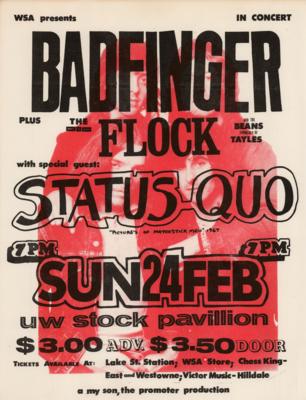 Lot #9159 Badfinger and Status Quo 1974 Concert