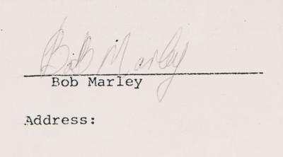 Lot #9155 Bob Marley Twice-Signed Music Contract, with Rare "Robert Marley" Signature - Image 4