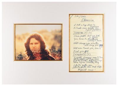Lot #9085 Jim Morrison Handwritten and Signed Working Lyrics for 'L'America'