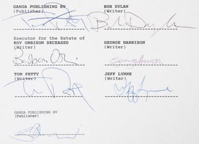 Lot #9204 Traveling Wilburys Copyright Document for "Heading for the Light" Signed by Dylan, Harrison, Petty, and Lynne - Image 2