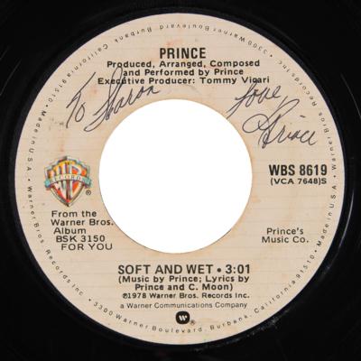 Lot #9226 Prince Signed 45 RPM Record - 'Soft and Wet' - His First Solo Single - Image 3