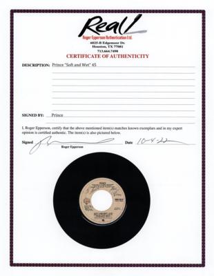 Lot #9226 Prince Signed 45 RPM Record - 'Soft and Wet' - His First Solo Single - Image 4