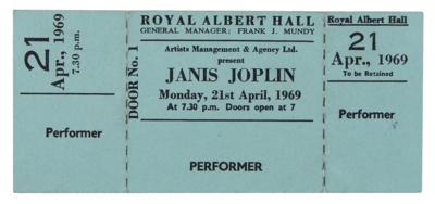 Lot #9135 Janis Joplin Ephemera Lot of (8) with Rare Full "Performer" Ticket for 1969 Royal Albert Hall Show - Image 2