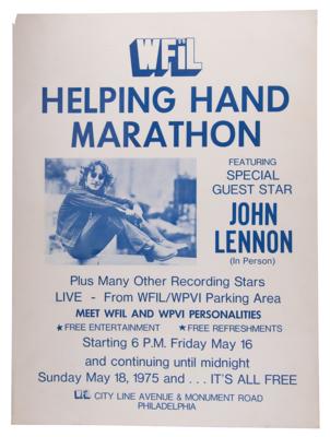 Lot #9007 John Lennon Original 1975 Boxing-Style Promo Poster for WFIL Radio Charity - Image 1