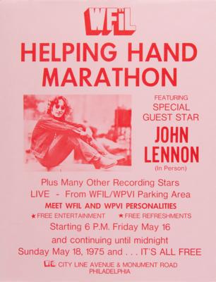 Lot #9007 John Lennon Original 1975 Boxing-Style Promo Poster for WFIL Radio Charity - Image 2
