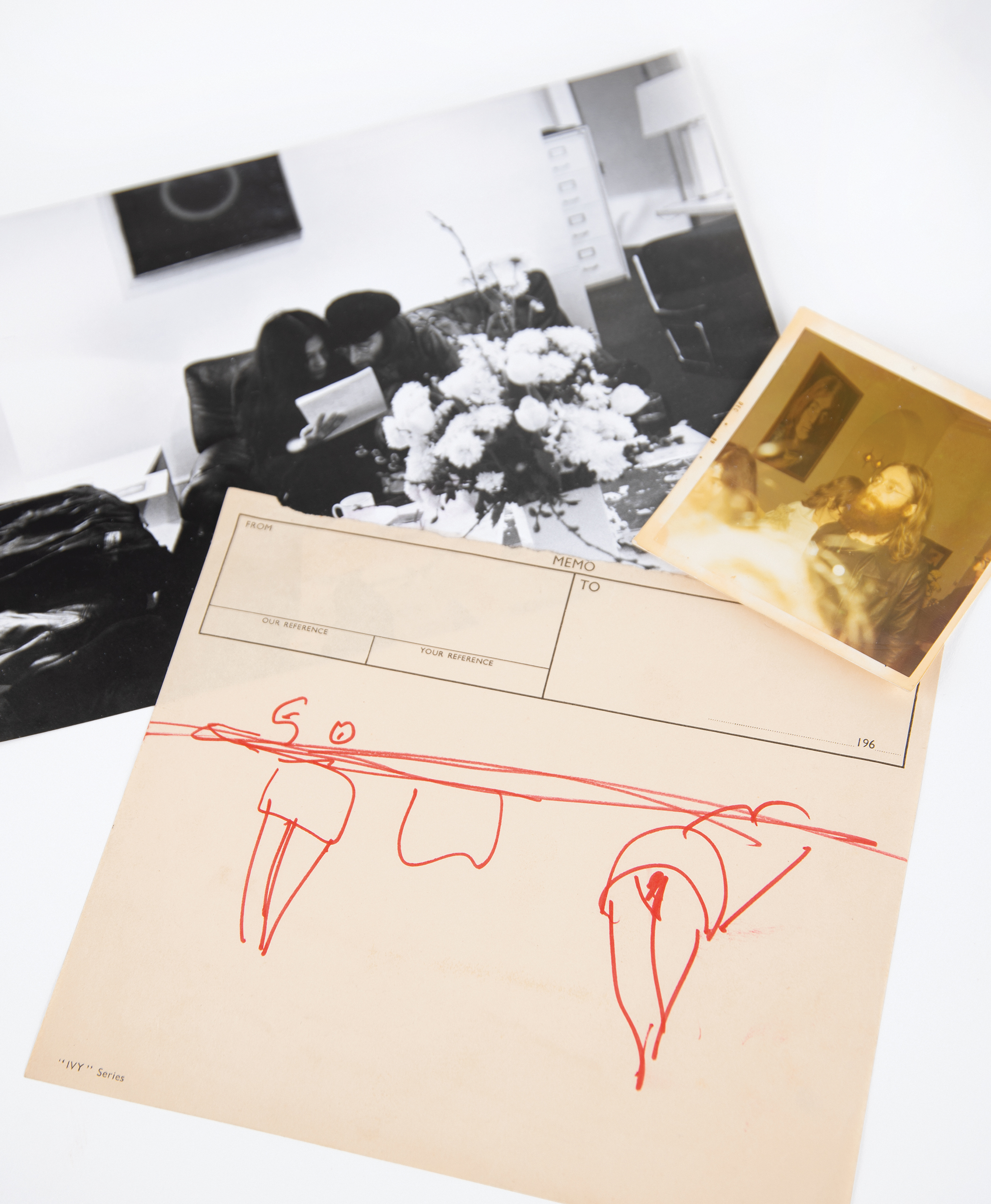 Lot #9009 John Lennon Original Sketch - Discovered at Apple's Headquarters in 1969 - With Vintage Photographs - Image 1