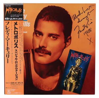 Lot #9102 Freddie Mercury Signed Single Album -'Love Kills' (Japanese pressing)