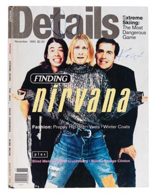 Lot #9284 Nirvana Signed 'Details' Magazine Cover (November 1993) with Beckett LOA - Image 1