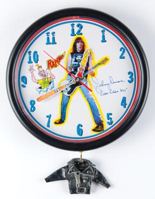 Lot #9171 Johnny Ramone Signed Hand-Crafted 'Killin' Time' Wall Clock