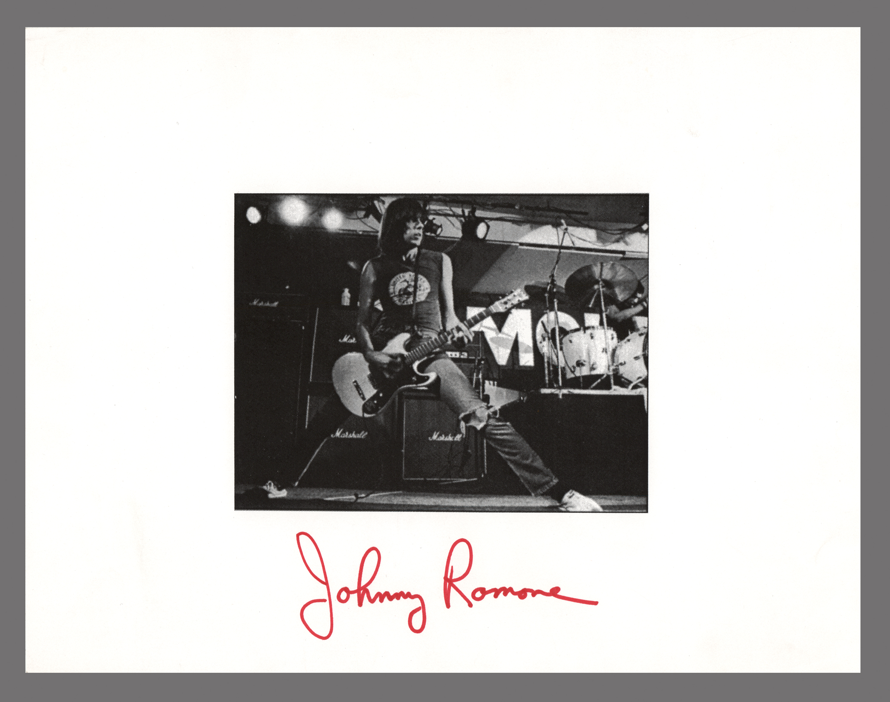 Lot #9175 Johnny Ramone Signed Photograph with Ramones 1985 Handbill (University of Maryland)