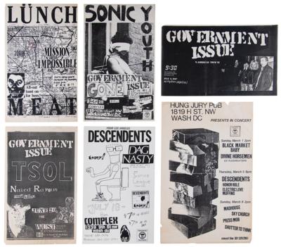 Lot #9179 Vintage Punk/Hardcore (6) DIY Posters from Washington, D.C. Venues -including Mission Impossible (Dave Grohl), Sonic Youth, and Descendents