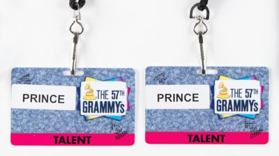 Lot #9216 Prince's Personal Backstage Passes (2) for the 57th Annual Grammy Awards