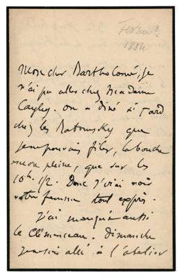 Lot #300 Edgar Degas Autograph Letter Signed Connecting Art and Politics