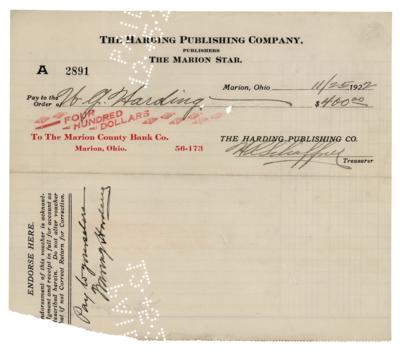Lot #41 Warren G. Harding Document Signed as