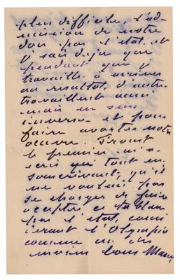 Lot #303 Claude Monet Autograph Letter Signed to Camille Pissarro on Manet's 'Olympia' - Image 2