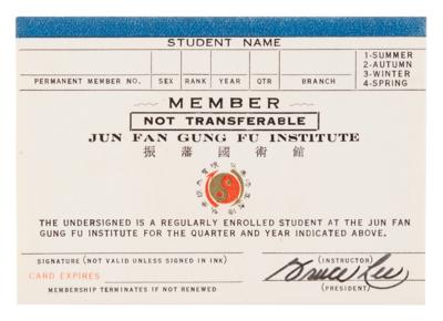Lot #458 Bruce Lee Signed Membership Card for the First Jun Fan Gung Fu Institute - PSA GEM MT 10 - Image 2