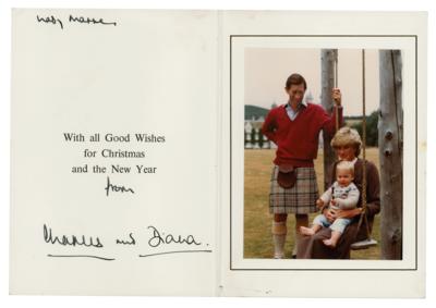 Lot #73 Princess Diana and King Charles III Signed Christmas Card (1983)