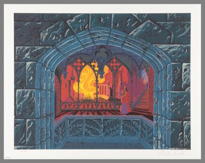 Lot #331 Eyvind Earle Signed 'Sleeping Beauty Castle Tableaus' Limited Edition Giclee Print -'Burning Spinning Wheels' - Image 1