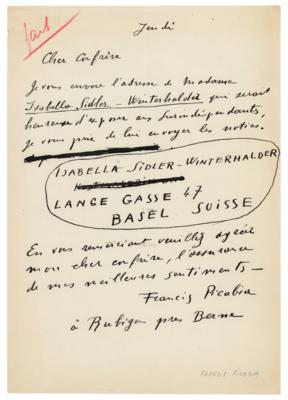 Lot #305 Francis Picabia Autograph Letter Signed