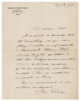 Lot #196 Jean Perrin Autograph Letter Signed - Image 1