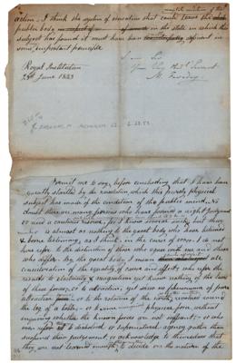 Lot #96 Michael Faraday Letter Signed (with several hand-edited passages)