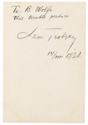 Lot #65 Leon Trotsky Signed Photograph to His Personal Secretary - "To B. Wolfe, this terrible picture" - Image 2