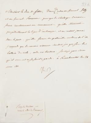 Lot #213 Napoleon Letter Signed to Minister of War on Gunboat Patrols