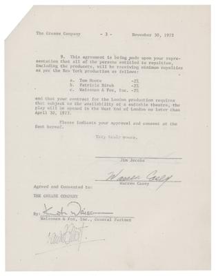 Lot #488 Grease: Jim Jacobs and Warren Casey Document Signed - Image 2