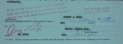 Lot #448 Sonny and Cher Document Signed - Image 2