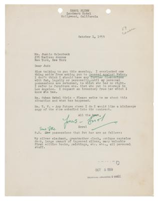 Lot #481 Errol Flynn Typed Letter Signed