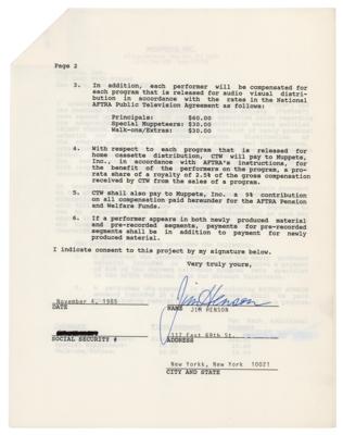 Lot #492 Jim Henson Document Signed - Image 2