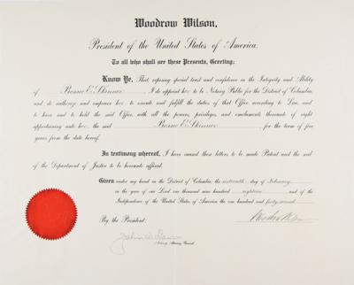 Lot #53 Woodrow Wilson Document Signed as