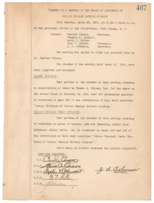 Lot #91 Thomas Edison Document Signed for the Edison Storage Battery Company