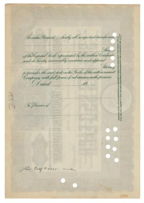 Lot #193 Titanic: George Widener Signed Stock Certificate - Image 2