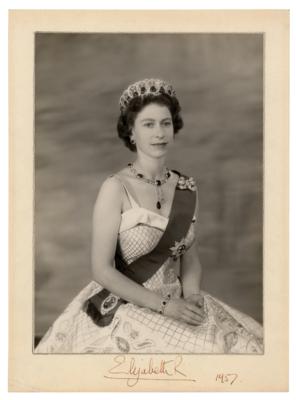 Lot #77 Queen Elizabeth II and Prince Philip Signed Portrait Photographs (1957) - Image 2