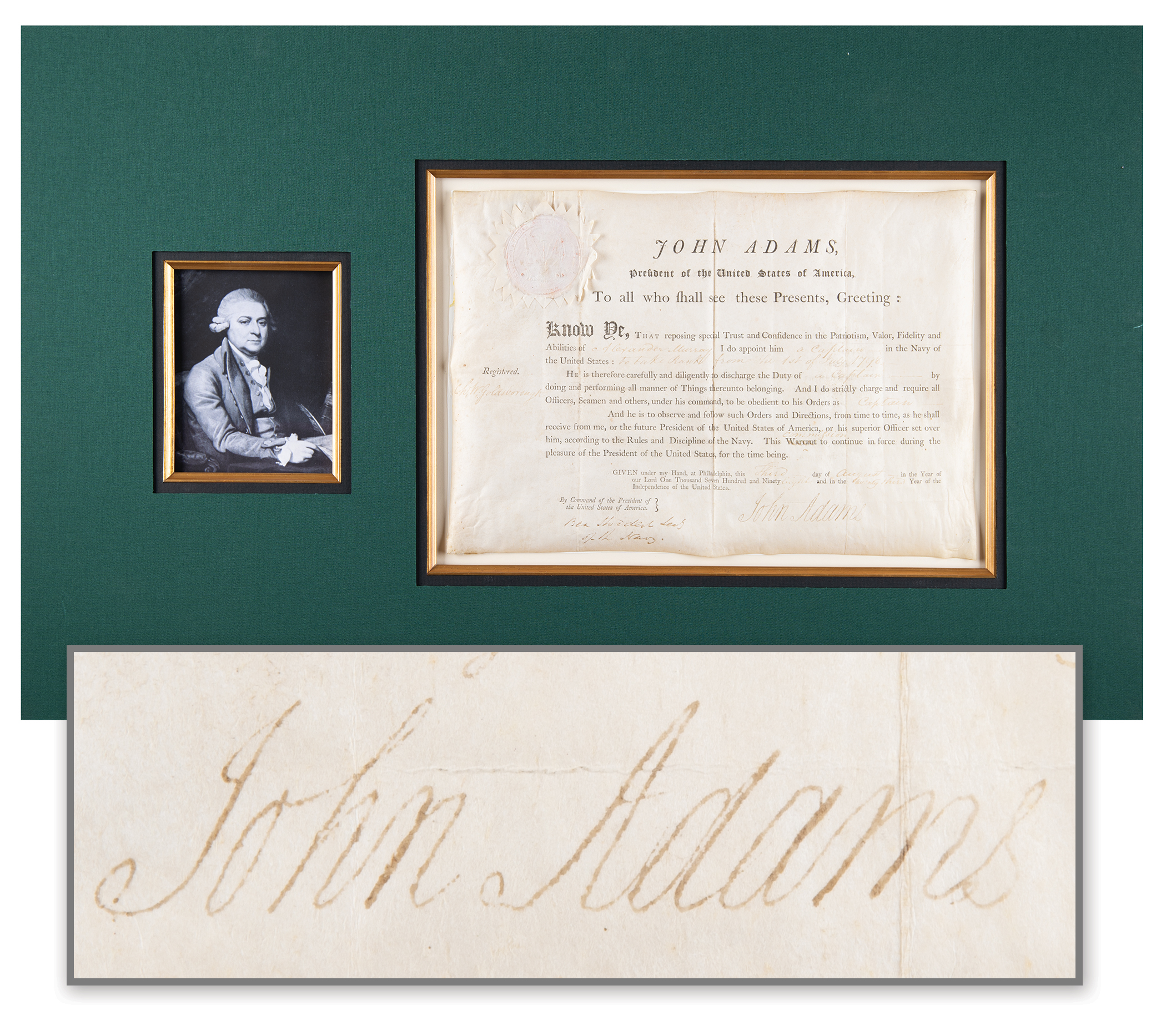 Lot #4 John Adams Document Signed as President for Alexander Murray, One of the US Navy's First Post-Captains - Image 1