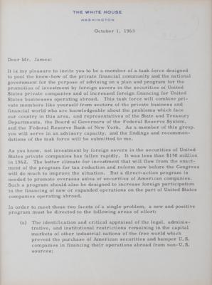 Lot #25 President John F. Kennedy Assembles a Task Force Aimed at Increasing Foreign Investors in U.S. Securities and Businesses - Image 2