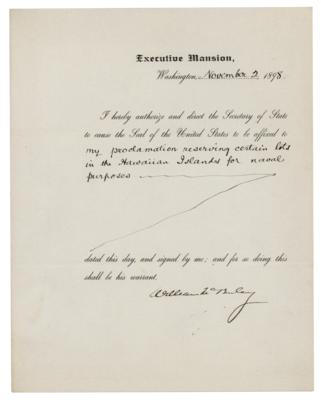 Lot #21 President William McKinley Reserves Naval Land on the Hawaiian Islands - Image 1